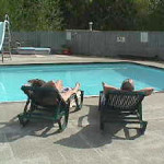 Relaxing by the pool